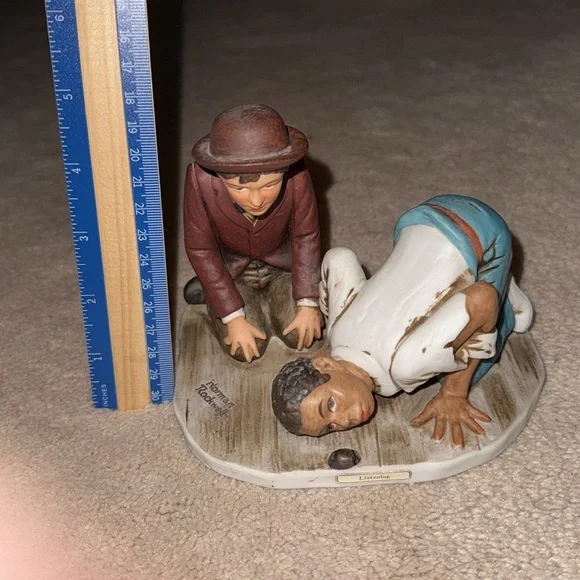 Norman Rockwell Red and White Ceramic Art Piece “listening” - Picture 8 of 8